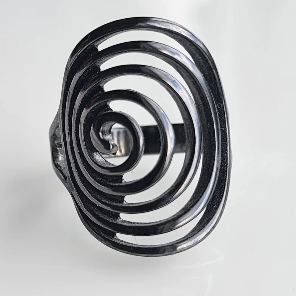 Premier Designs "Groovy" black hematite coated fashion ring size 9 - Picture 3 of 13